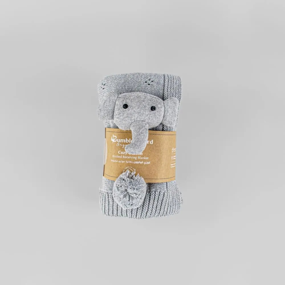 Bumble & Bird Knitted Blanket With Rattle
