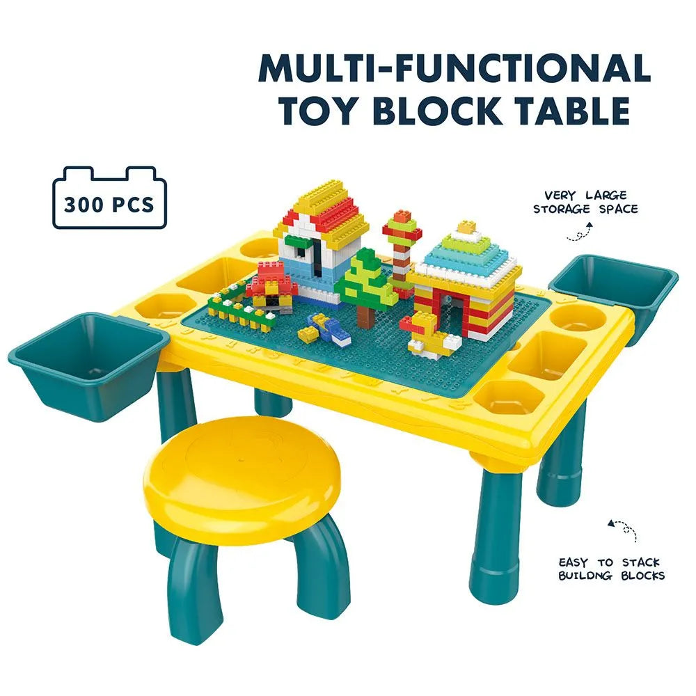 Little Story Blocks 4-In-1 Activity Table With Stool (Green)