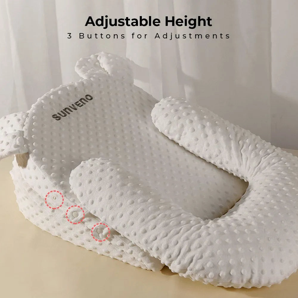 Sunveno Portable Baby Anti-Spill Milk U Shape Pillow with 10 Degree Slope Pad
