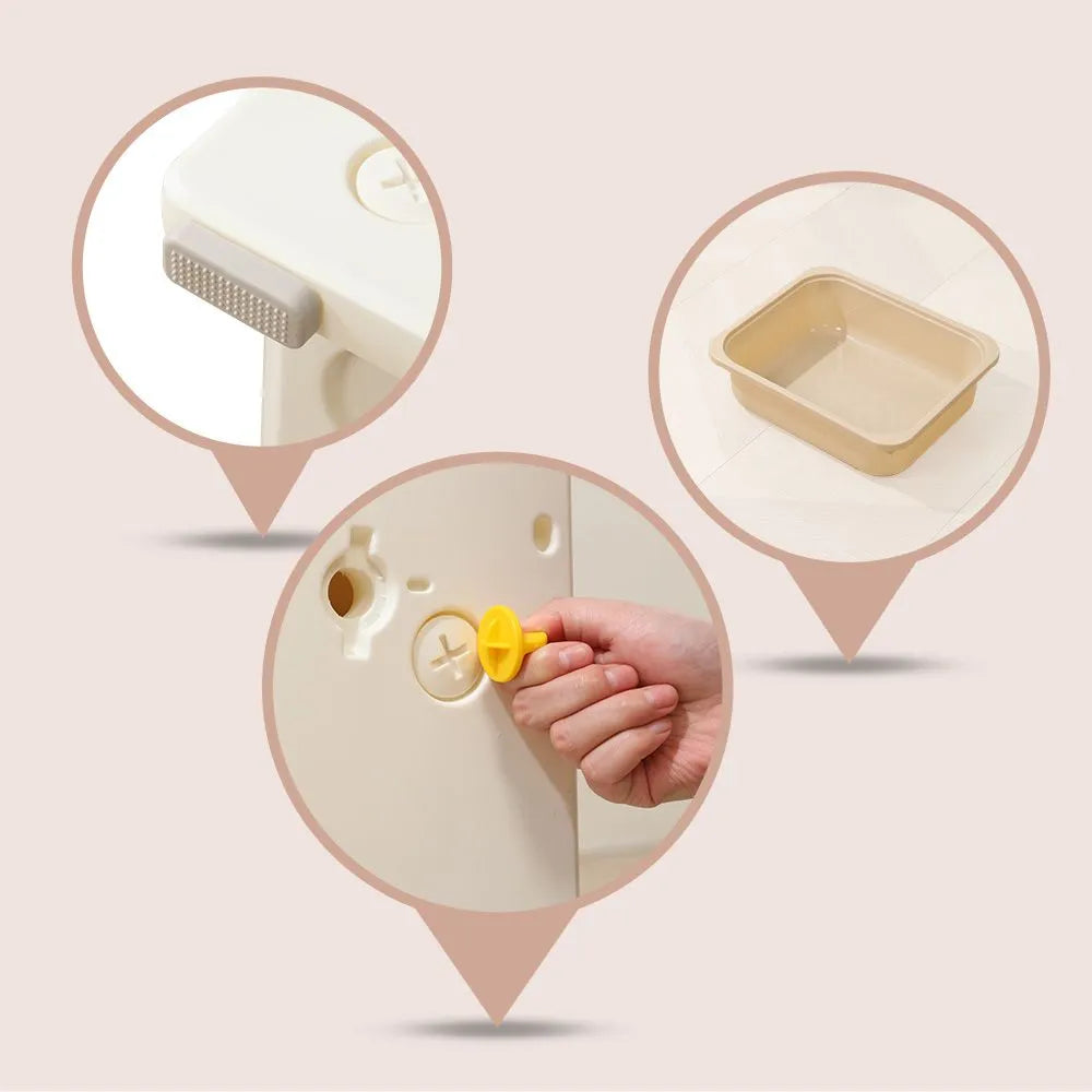 Little Story Kids Toys Storage With 6 Bins And Block Building Top (White)