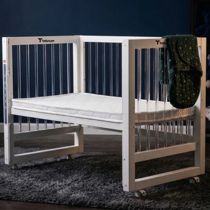 Teknum Prism 4-in-1 Convertible Crib with Mattress – White