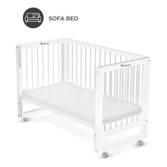 Teknum Prism 4-in-1 Convertible Crib with Mattress – White