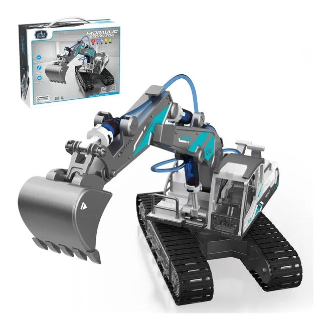 Little Story 3-in-1 Excavator/Bulldozer Toy – 130 pcs, Grey
