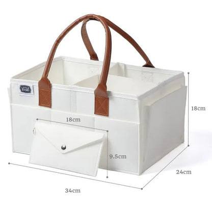 Little Story Diaper Caddy And Travel Pouch Medium – White