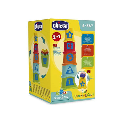 Chicco 2-in-1 stacking cup and ball track, multi-coloured