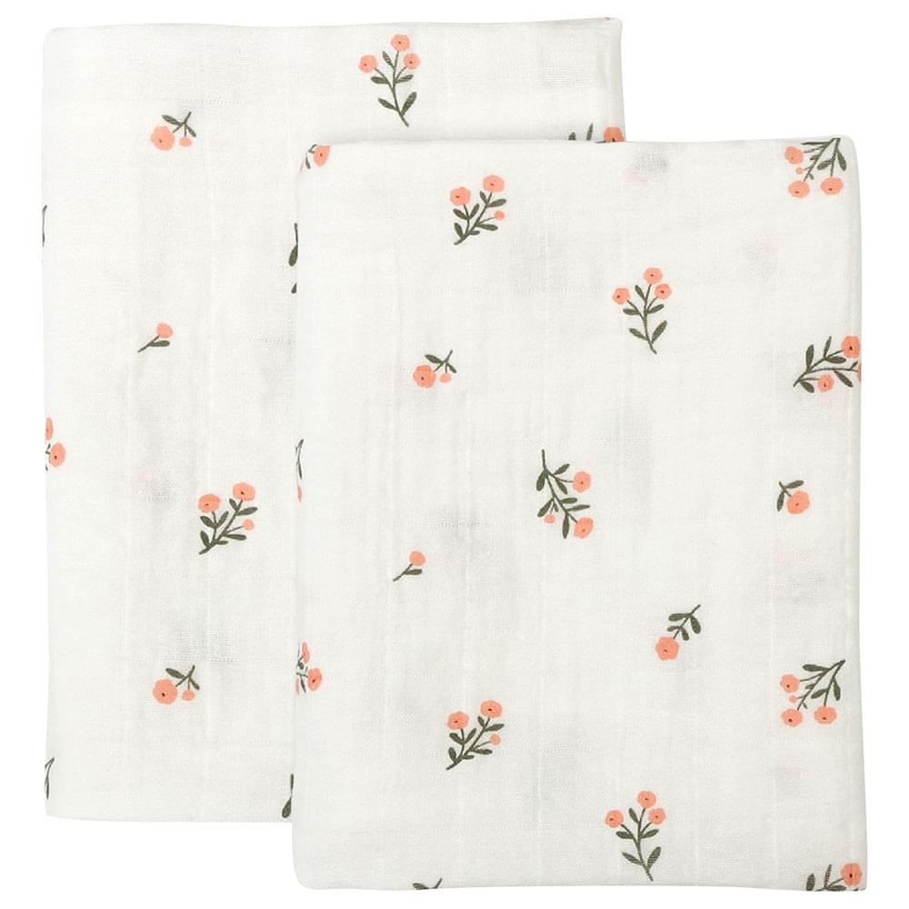 A Little Lovely Company Muslin Cloth (60cm x 60cm, Little Flower) - Set of 2