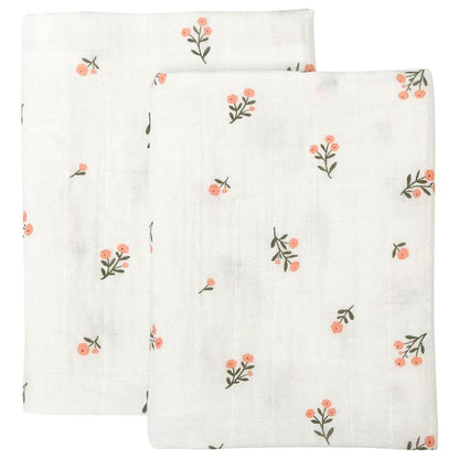 A Little Lovely Company Muslin Cloth (60cm x 60cm, Little Flower) - Set of 2
