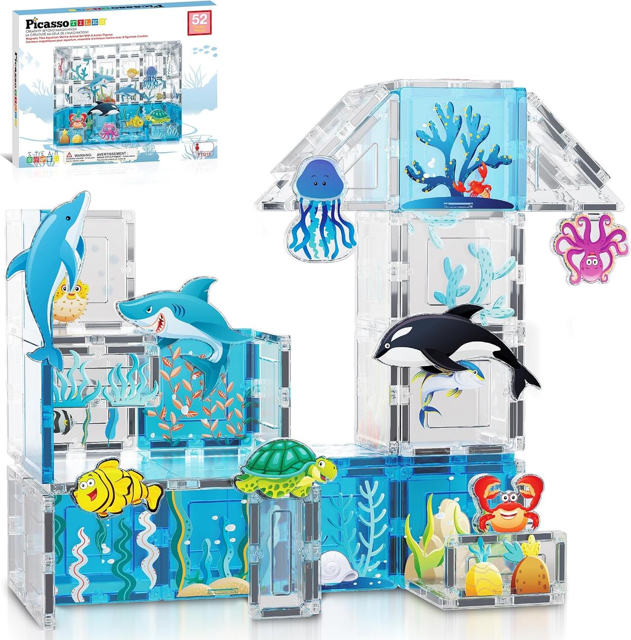 Picasso Magnetic Tiles Aquarium 52Pcs