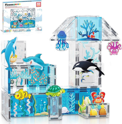 Picasso Magnetic Tiles Aquarium 52Pcs