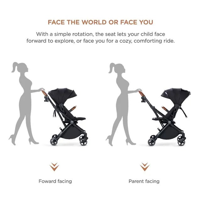 Teknum Black Compacto Auto-Fold 360° Reversible Stroller