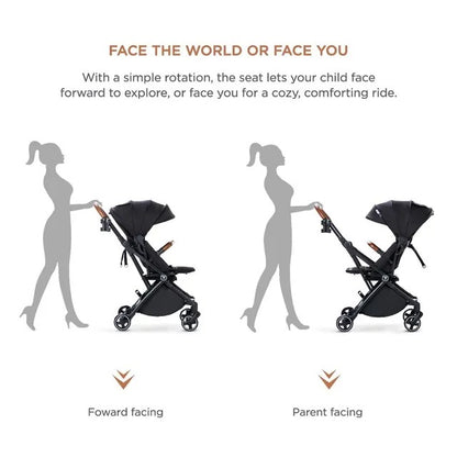 Teknum Black Compacto Auto-Fold 360° Reversible Stroller