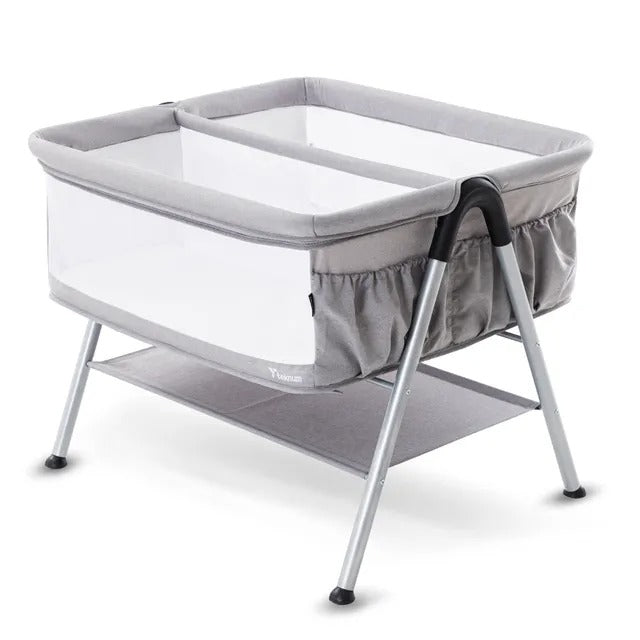 Teknum Fellow 2 Twin Bedside Crib Bassinet – Grey