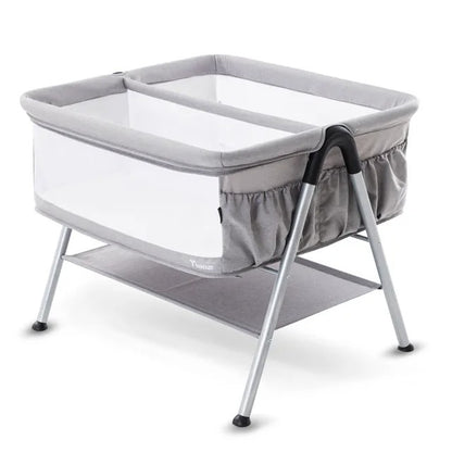 Teknum Fellow 2 Twin Bedside Crib Bassinet – Grey