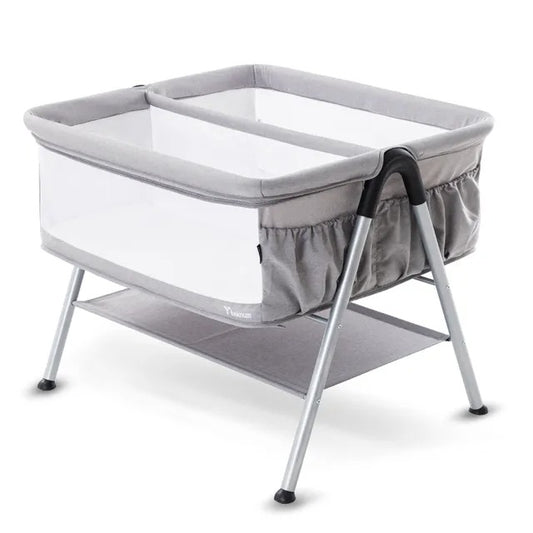 Teknum Fellow 2 Twin Bedside Crib Bassinet – Grey