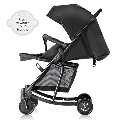 Teknum Stroller with Rocker & Blue Diaper Tote Bag – Black.