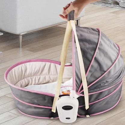 Teknum 5-in-1 Cozy Rocker Bassinet With Awning & Mosquito Net – Pink
