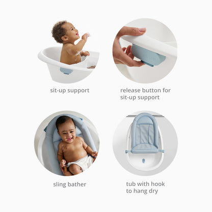 Skip Hop Wave 4 In 1 Bath Tub + Wave Rinser White