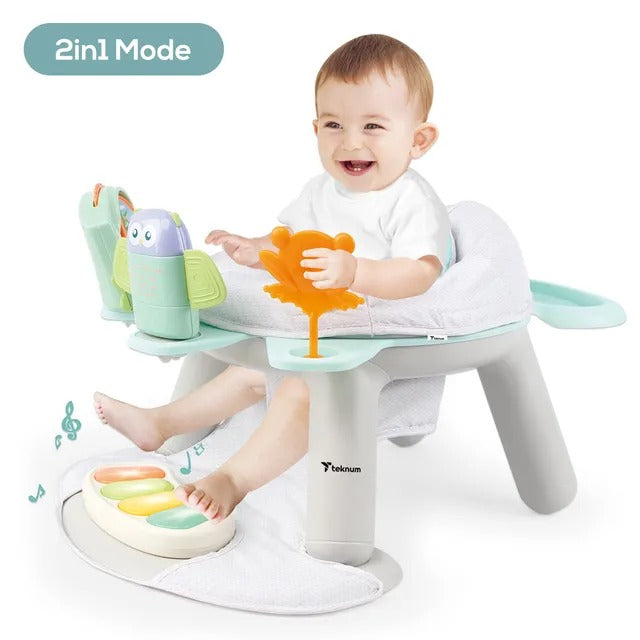 Teknum 2-in-1 Dining Chair Toddler Play Seat With Pedal Piano – Multicolor