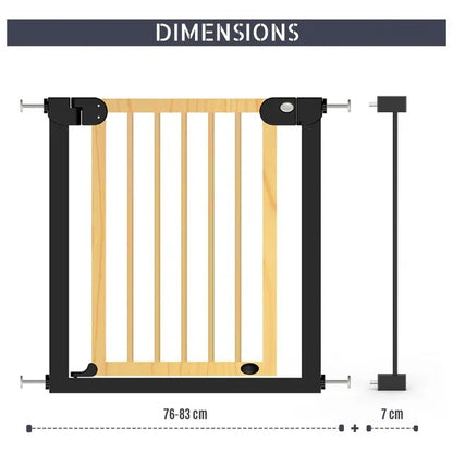 Baby Safe Wooden Safety Gate with 7 cm Extension – Natural Wood