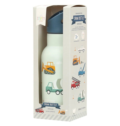 A Little Lovely Company Double Wall Insulated Water Bottle (350ml, Vehicles)