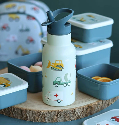 A Little Lovely Company Double Wall Insulated Water Bottle (350ml, Vehicles)