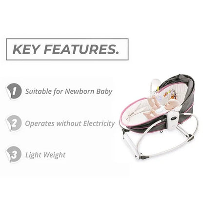 Teknum 5-in-1 Cozy Rocker Bassinet With Awning & Mosquito Net – Pink