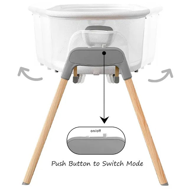 Teknum 3-in-1 Baby Cradle Bassinet With Mosquito Net – White.