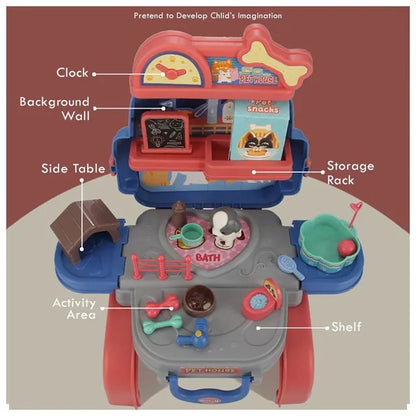 Little Story Role Play Pet House Toy Set School Bag – 26pcs, Blue