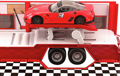 Bburago Ferrari Race & Play Racing Hauler – 1:43 Scale, Red