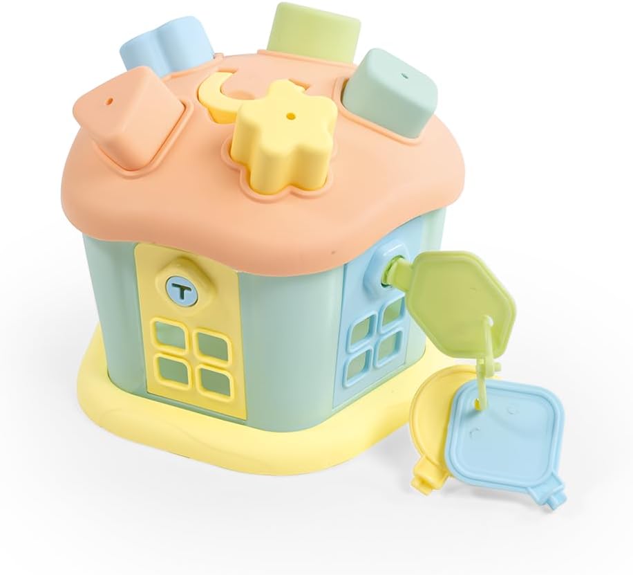 Dolu Shape Sorter – Happy House, 9pc Sort & Play Toy with Lockable Doors