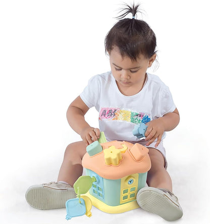 Dolu Shape Sorter – Happy House, 9pc Sort & Play Toy with Lockable Doors