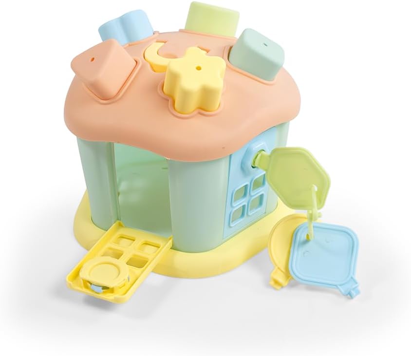 Dolu Shape Sorter – Happy House, 9pc Sort & Play Toy with Lockable Doors