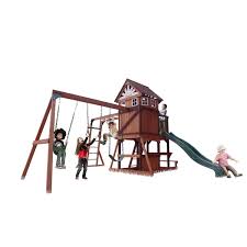 Mountpeak Vinson Massif Swing Set & Playhouse With Wooden Roof