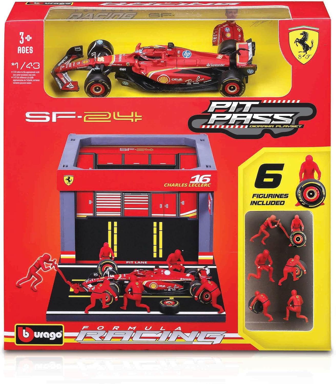 Bburago 1:43 2024 Ferrari SF-24 Pit Pass – Leclerc #16