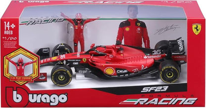 Bburago Ferrari SF-23 With Driver Figure – #16 Charles Leclerc, 1:24 Scale