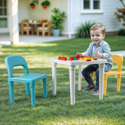 Dolu Table and 2 Chairs Set for Kids – Green, White & Yellow