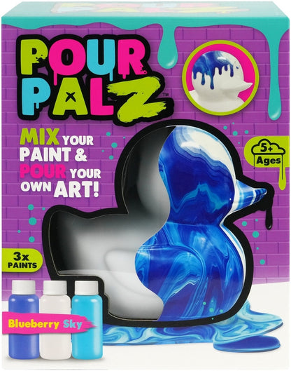 Pour Palz Large Rubber Duck Blueberry Sky Paint Kit