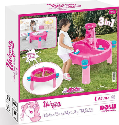 DOLU 3-in-1 Sand, Water & Creativity Activity Table – Pink