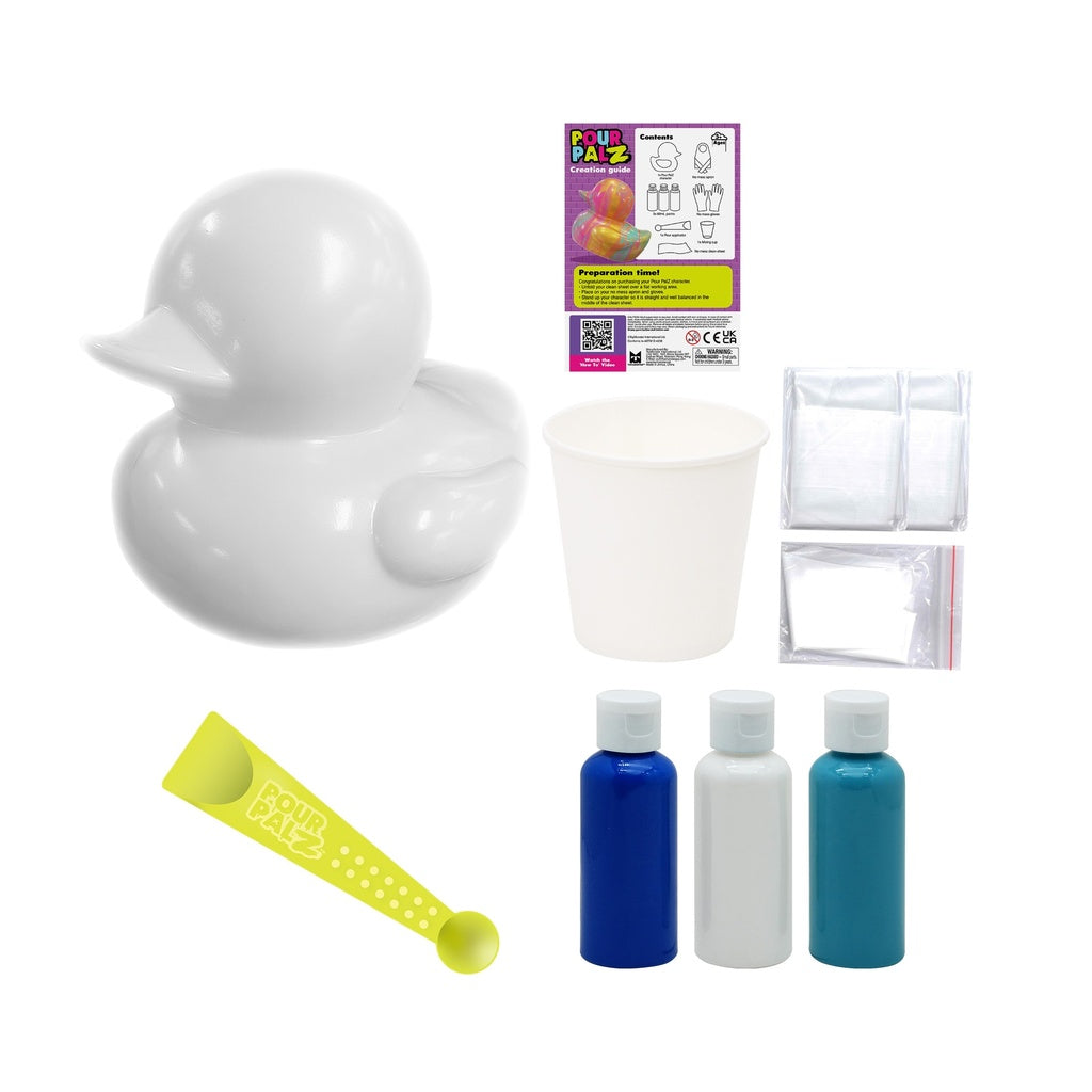 Pour Palz Large Rubber Duck Blueberry Sky Paint Kit