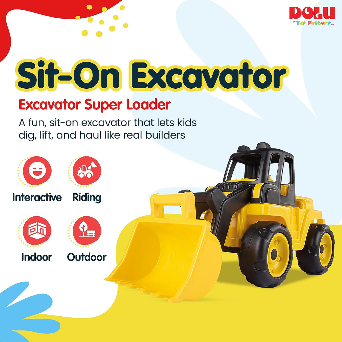 DOLU Excavator Super Loader Ride-On Toy – Yellow