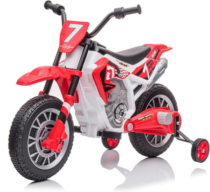 Tobbi Kids 12V Electric Off-Road Motorcycle with Training Wheels (Red)
