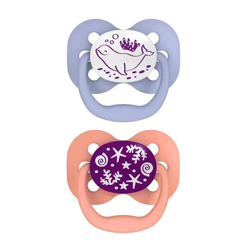 Dr. Brown's Advantage Pacifier Stage 1 Glow In The Dark (Pink) - Pack of 2
