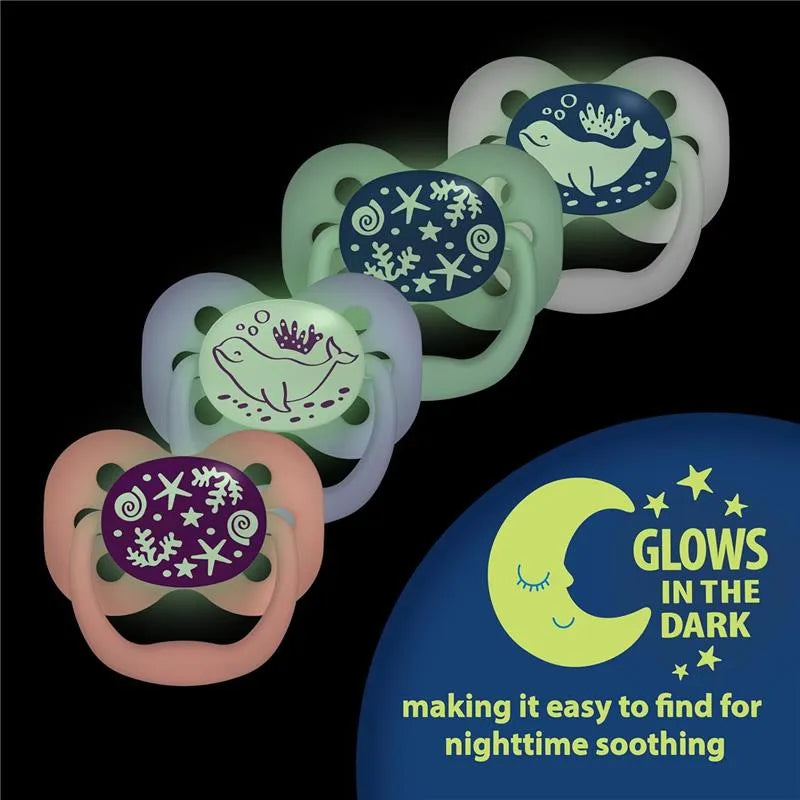 Dr. Brown's Advantage Pacifier Stage 1 Glow In The Dark (Pink) - Pack of 2