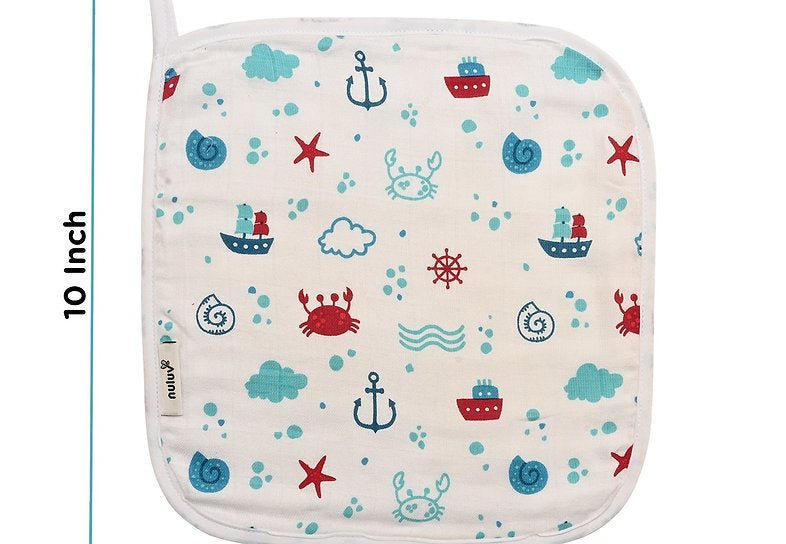 Nuluv Ultra Soft Bamboo Cotton Wash Cloth (Red Anchor) - Pack of 6