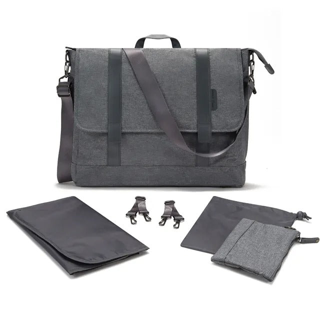 Teknum Travel Explorer 2 Auto-Fold Stroller & Men's Diaper Handbag Set – Black