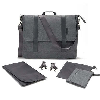 Teknum Travel Explorer 2 Auto-Fold Stroller & Men's Diaper Handbag Set – Black