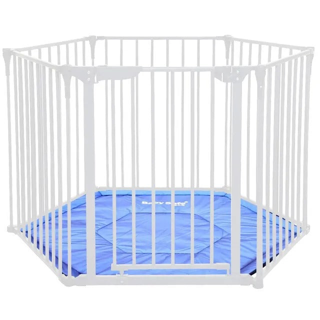 Baby Safe Convertible 6 Panel Playpen with Mat – White