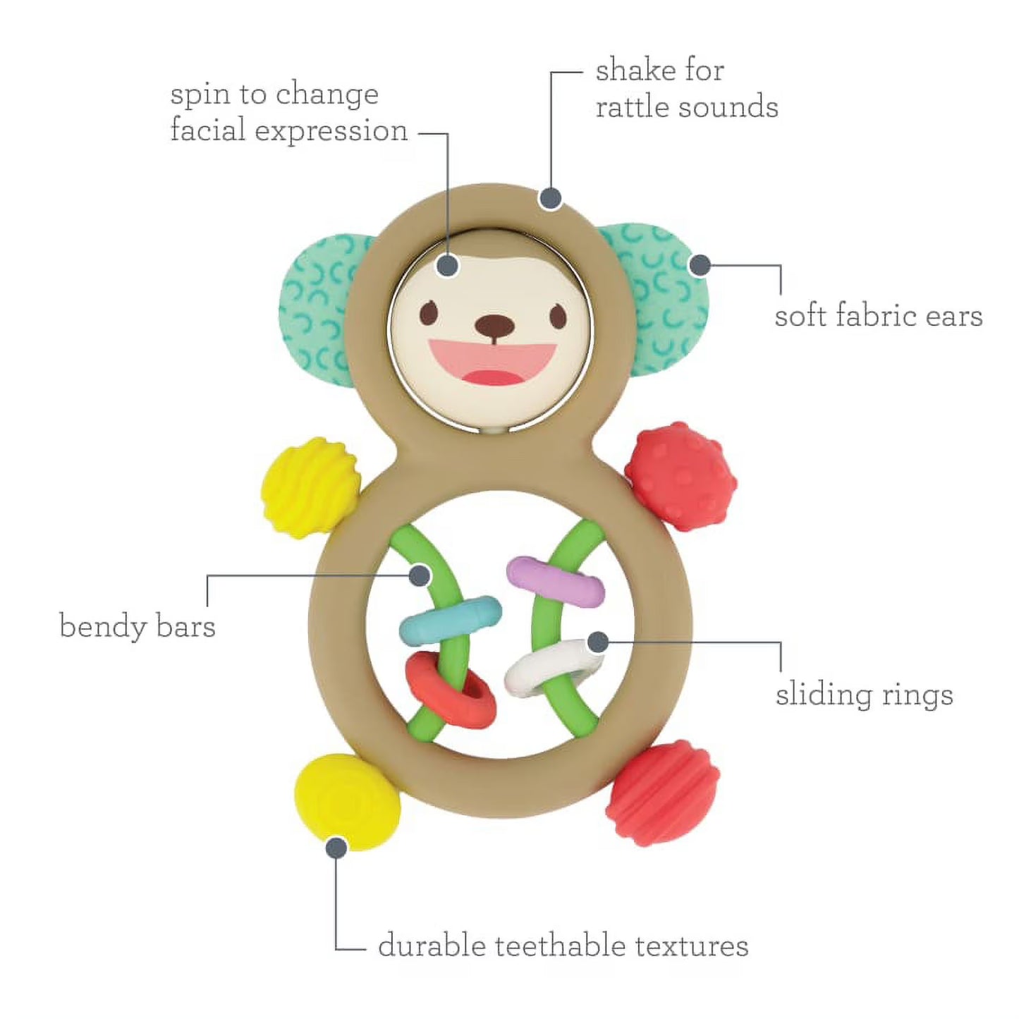 Infantino Busy Lil Sensory Rattle (Monkey)