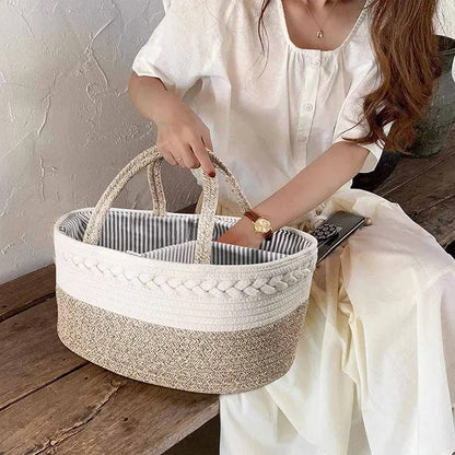 Little Story Cotton Rope Diaper Caddy – Ivory