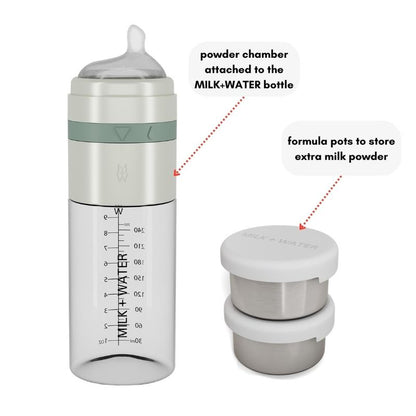 Milk + Water Stainless Steel Formula Pots With White Silicone Lid